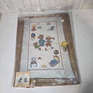 Paragon Needlecraft Three Bears Quilt Baby Crib Blanket Vintage